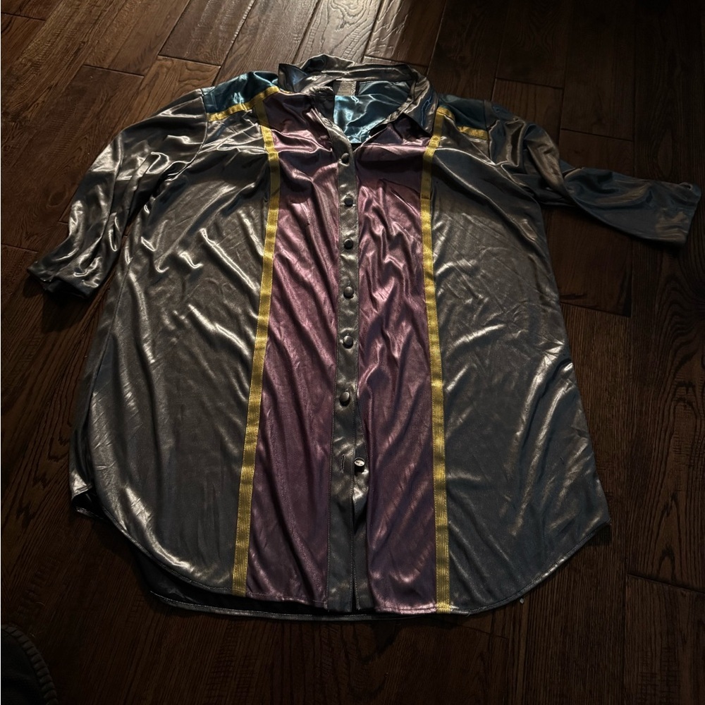 NIGHT MOODS Metallic Colorful Button-Up Shirt Size 22W